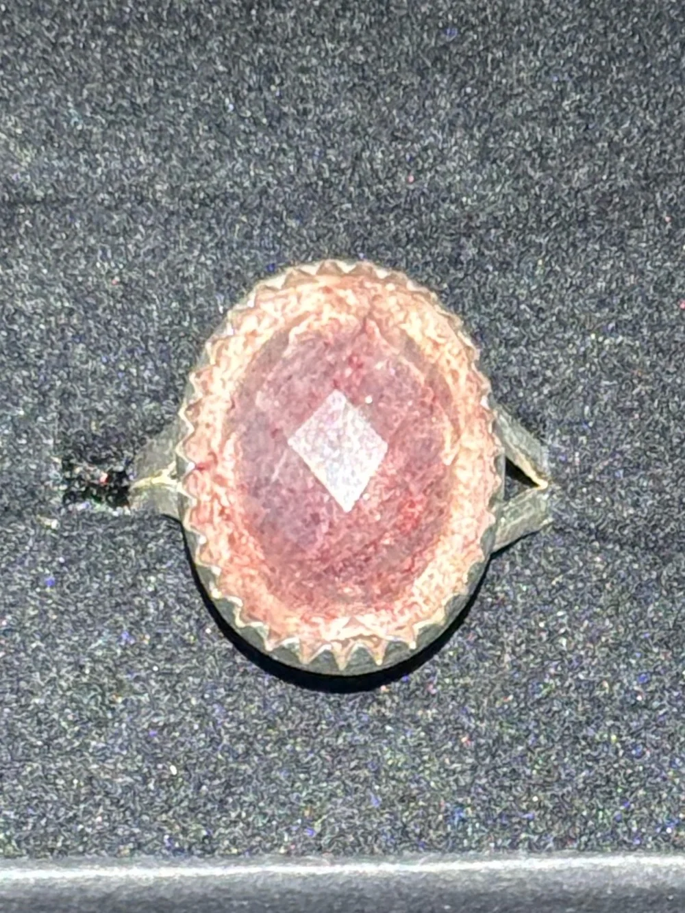 Sterling Silver Faceted Strawberry Quartz Ring Size 7.5